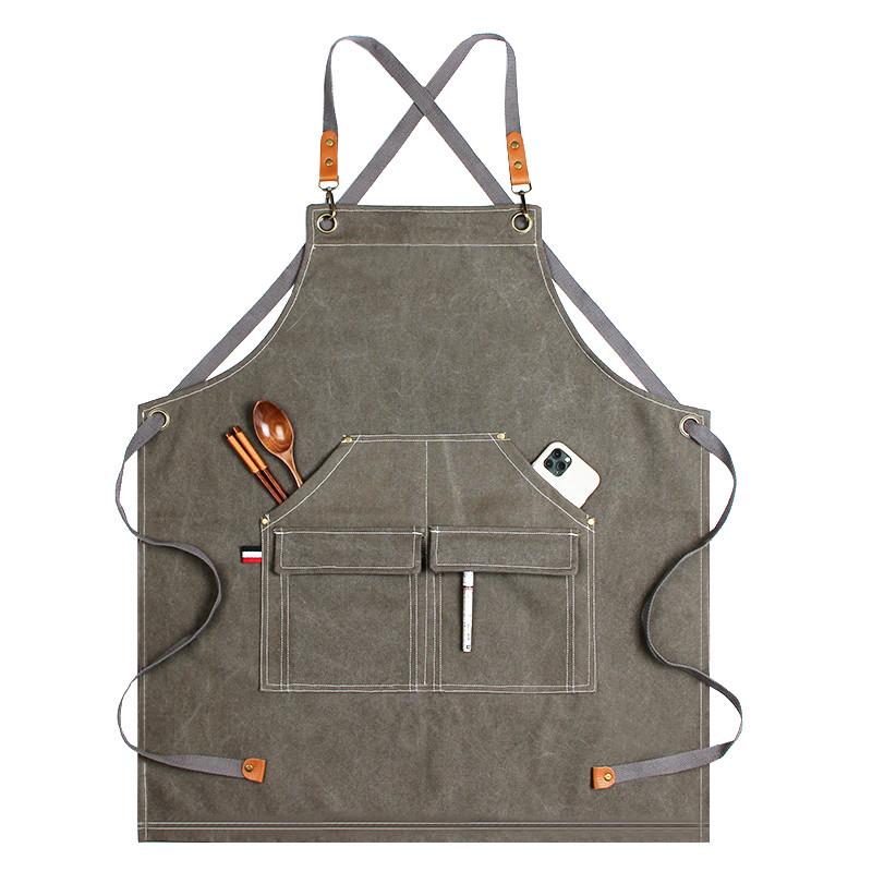 奶茶店围裙定制logo餐饮专用防水牛仔布料商用工装餐厅酒吧工作