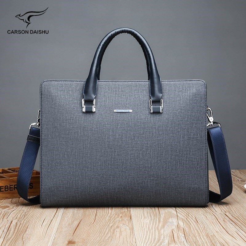 男士手提包横款男商务公文包单肩斜挎男包电脑文件包大容量手拎包