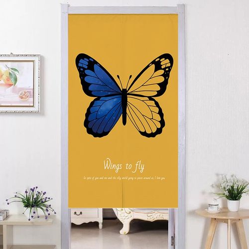 卧室装饰卡通线条动物门帘免打孔印花门帘家用简约布帘隔断帘