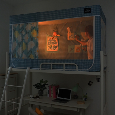 现货速发学生宿舍蚊帐0.8m上铺0.米下铺遮光布床帘支架一体式1.2