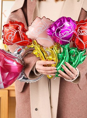 玫瑰花钻戒气球38女神节母亲节幼儿园场景布置送妈妈仪式感小礼品