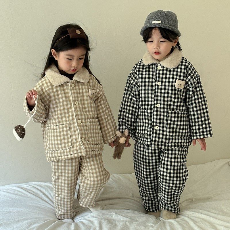 儿童睡衣冬季加厚款女童保暖宝宝加绒三层夹棉男童小孩家居服套装,童装/婴儿装/亲子装,家居服套装,淘宝优惠券,粉丝福利购,淘宝优惠卷
