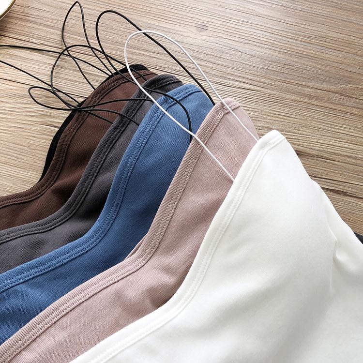 欧美百搭修身高腰短款极细肩带平口皮筋打底吊带背心内搭学生外穿