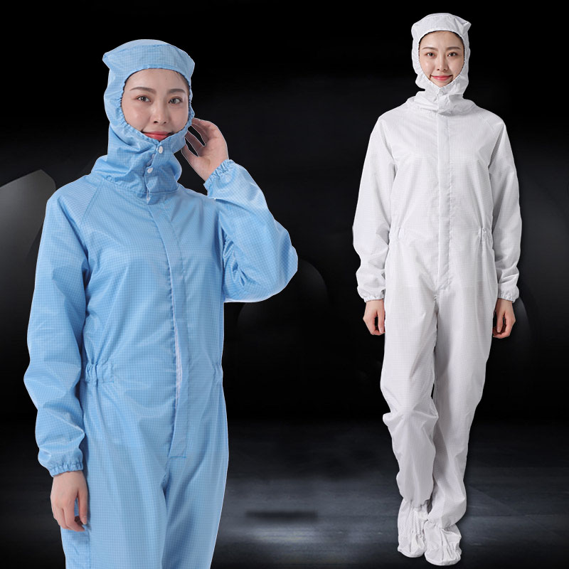 羽兴百级网格防静电连体服男女无尘洁净车间防护连帽连鞋套工作服