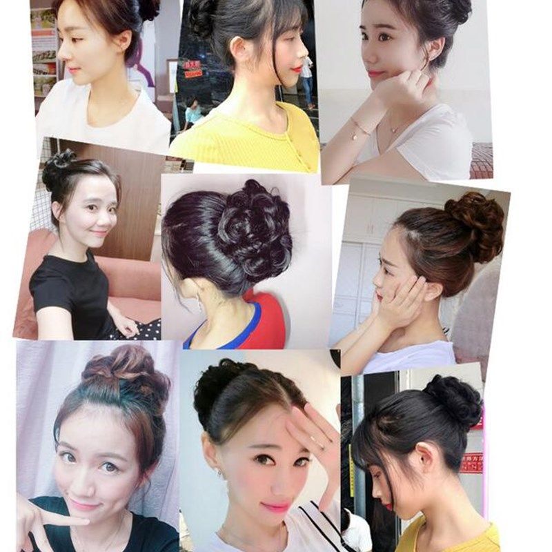 半发包假发女缠绕式假发圈盘发丸子头卷发包花苞头蓬松卷发大发圈