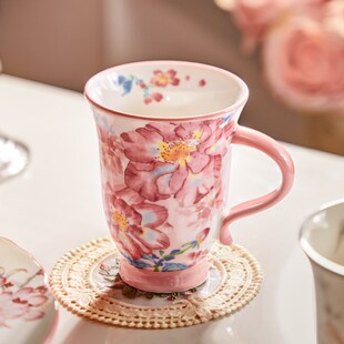 墨色十二花神陶瓷马克杯女士精致主人杯个人家用高脚咖啡杯高颜值