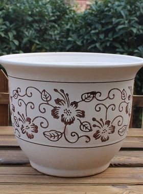 欧式花盆陶瓷大号特大号客厅落地绿萝虎皮兰吊兰发财树陶瓷高花盆