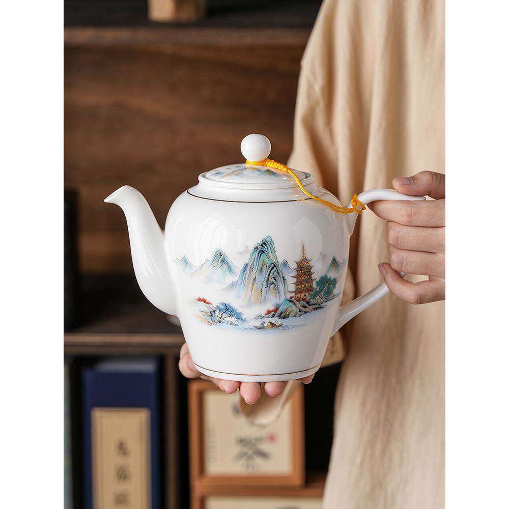 陶瓷泡茶壶带过滤内胆网大号容量家用饭店冲茶器单壶杯子茶具套装