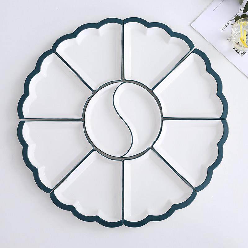 拼盘餐具组合家用团圆聚餐盘创意不规则花边碟子火锅盘子汤盘套装