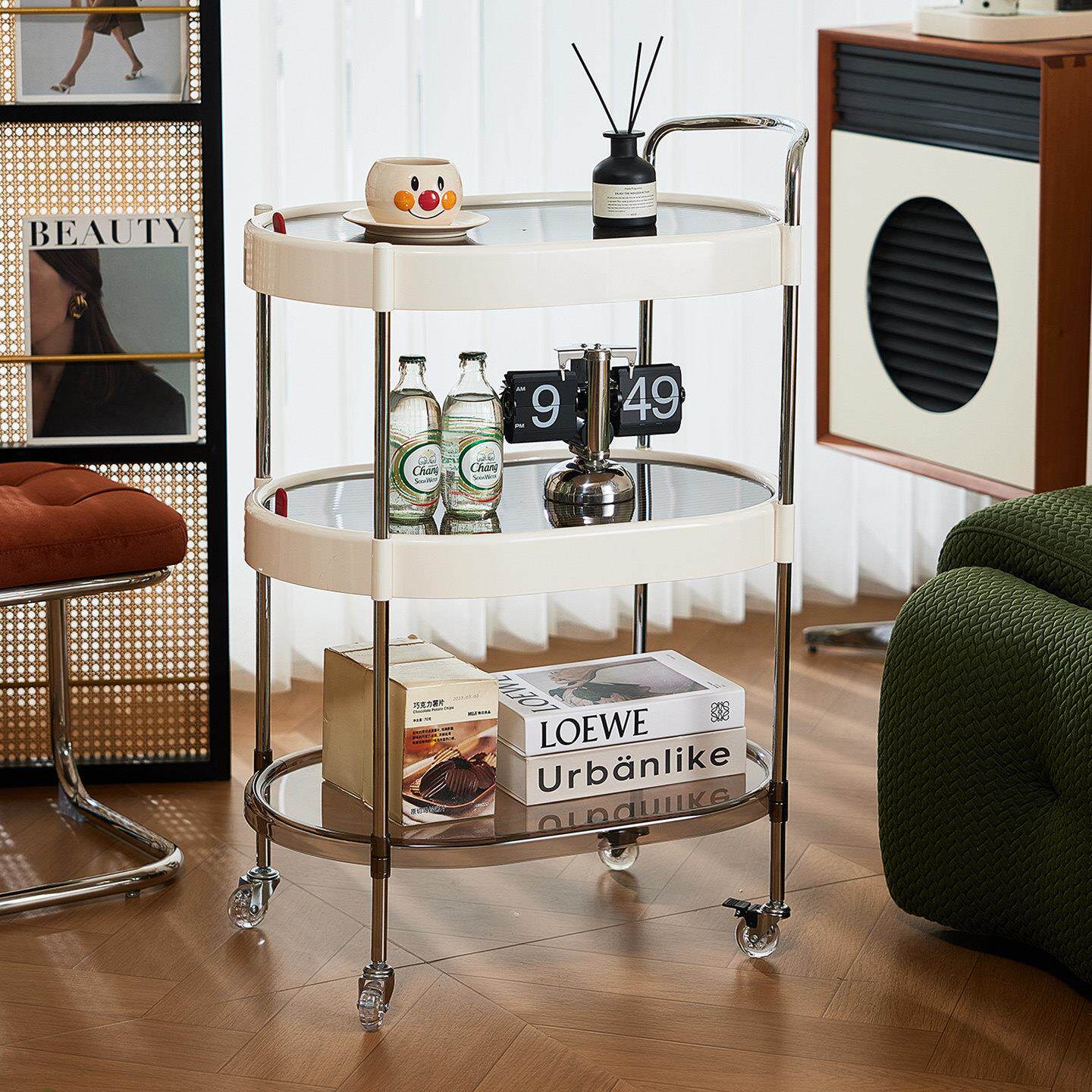 轻奢小推车置物架客厅可移动茶几高级感零食饮料收纳架家用小推车