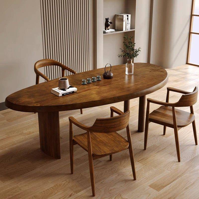 严选实木精致阳台茶桌椅组合原木泡茶桌子实木茶桌椅茶台鹅蛋茶桌