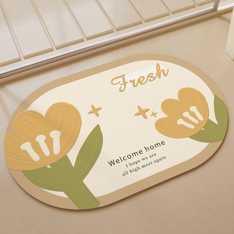 小清新卫生间门口软硅藻泥地垫家用入户门防滑垫进门浴室吸水垫