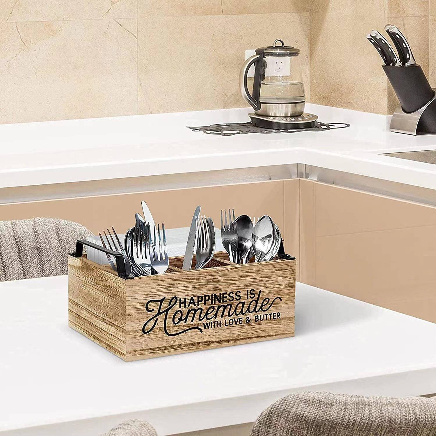 厨房台面餐具实木收纳盒餐厅饭店餐桌纸巾整理盒木质厨房用具盒