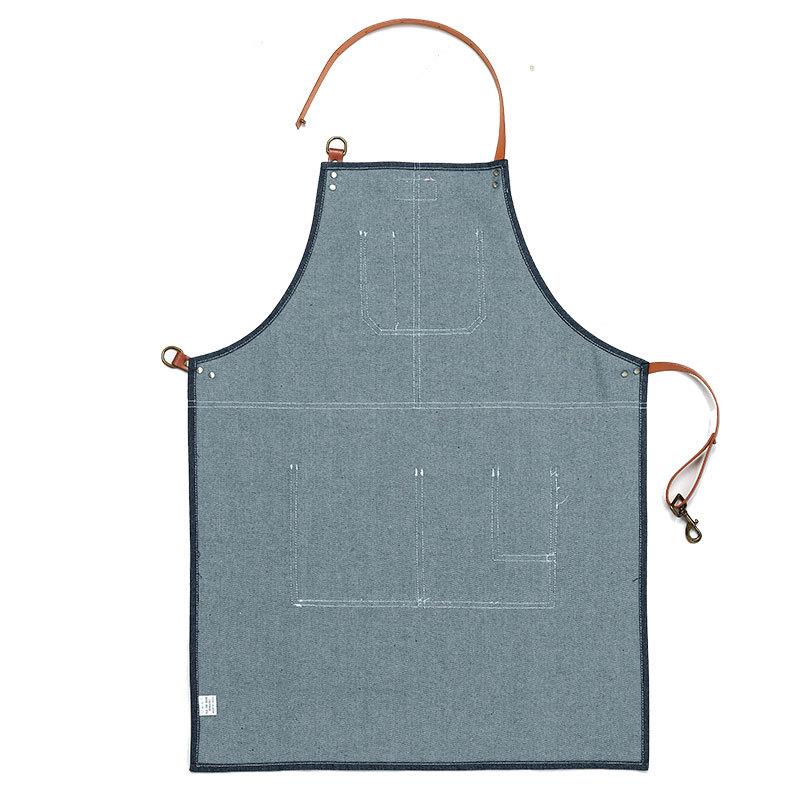 牛仔围裙印制logo男女咖啡师奶茶店美术绘画画工作服客制文艺无袖