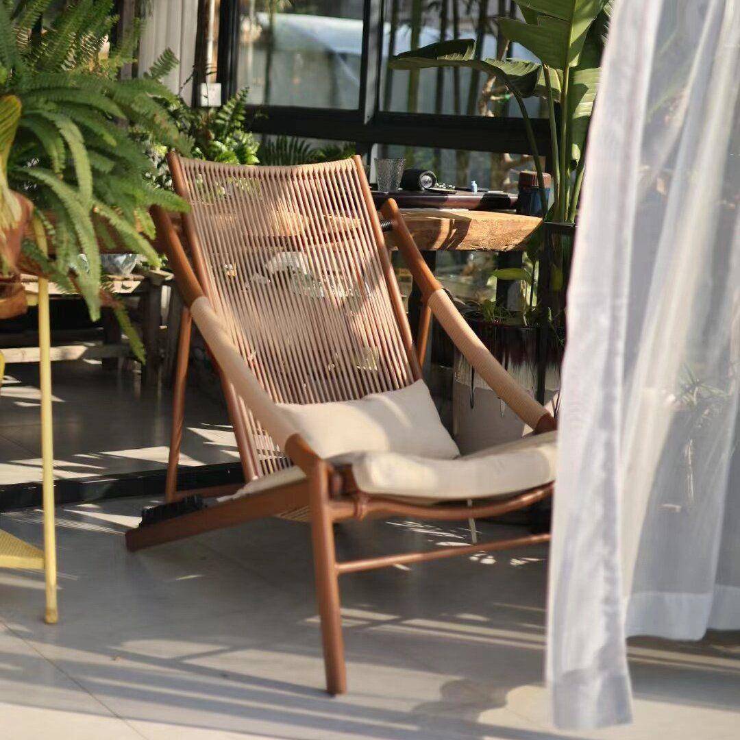 云栖折叠躺椅阳台休闲懒人沙发躺椅午休藤椅庭院花园户外桌椅