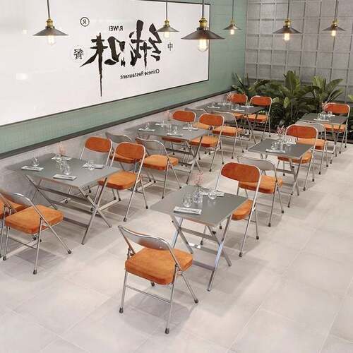 工业风大排档夜宵烧烤店不锈钢折叠桌椅烤肉店麻辣烫店外摆小方桌