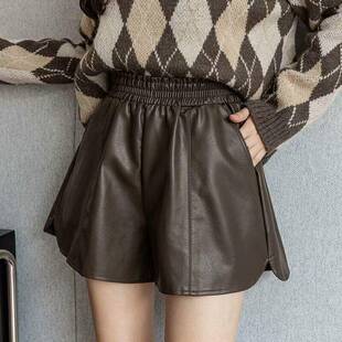 冬天配靴子的皮短裤女春秋字裤冬季外穿打底靴裤小个子新款