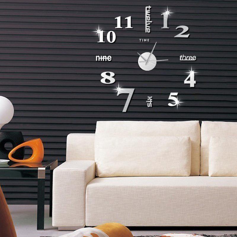 个性创意家居镜面亚克力挂钟客厅装饰品卧室墙贴钟Diy钟静音钟表