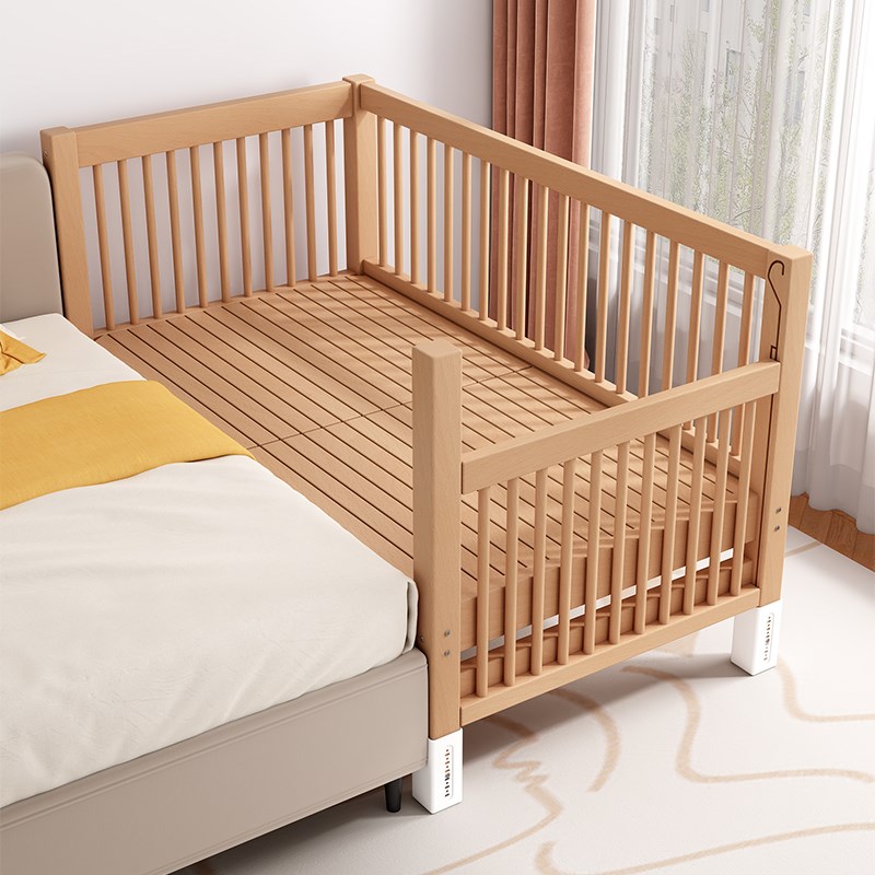 拼接床加宽床边高低可调节实木大人可睡婴儿床升降围栏儿童榉木床