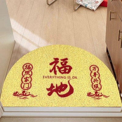 丝圈地垫金色入户门脚垫半圆形防滑垫门口蹭土刮泥垫