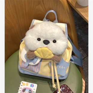 小众设计独特边境牧羊犬小动物抽口揹包毛绒双肩包可爱玩偶书包Lo