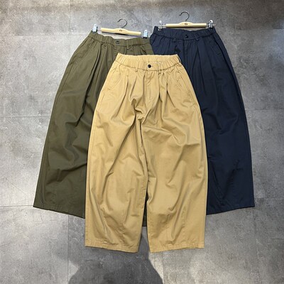 日系阿美咔叽纯色阔腿裤男女休闲超宽松工装裤简约百搭布裤山系潮