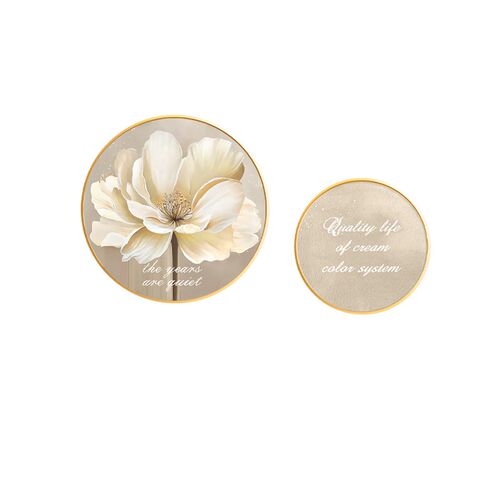 奶油侘寂风主卧室装饰画高级感床头背景墙挂画现代简约抽象花卉壁