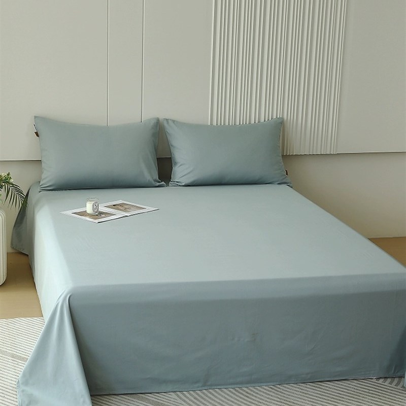 秋冬季加厚200支磨毛床单单件100全棉纯色双人被单枕套三件套