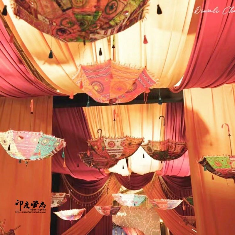 进口工艺伞餐厅婚礼现场户外装饰伞手T工花伞旅拍道具伞