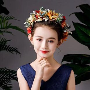 可爱儿童艺术拍照花环头饰成人公主风头戴花环新娘头花一整套森女