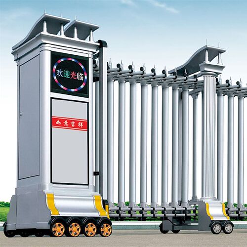 营口铝合金伸缩门 电动工厂大门 社区分段M平移门 庭院摺叠收缩门