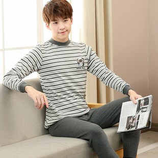 男童套装 学生棉毛衫 大童纯棉保暖内衣圆领中领打底衫 青年秋衣秋裤