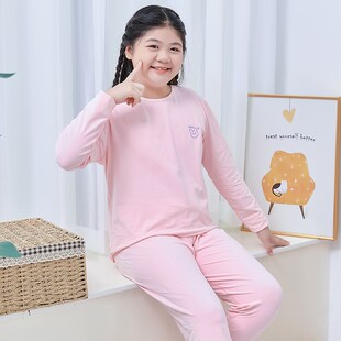 A类糖果色胖少女大童纯棉秋衣z秋裤学生加肥加大码棉毛衫保暖内衣