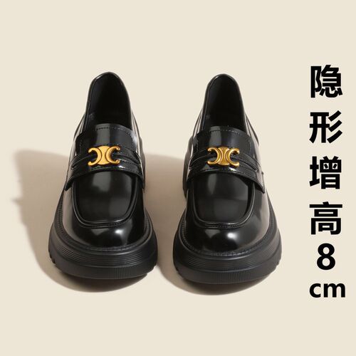 8cm厚底内增高英伦风202s5春季新款jk小皮鞋女32-33小码34黑色单