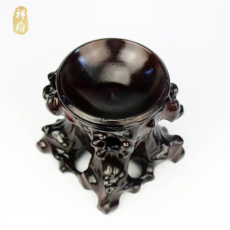 实木雕水晶球葫芦底座凹槽球座鸵B鸟蛋圆球奇石工艺品摆件木质托