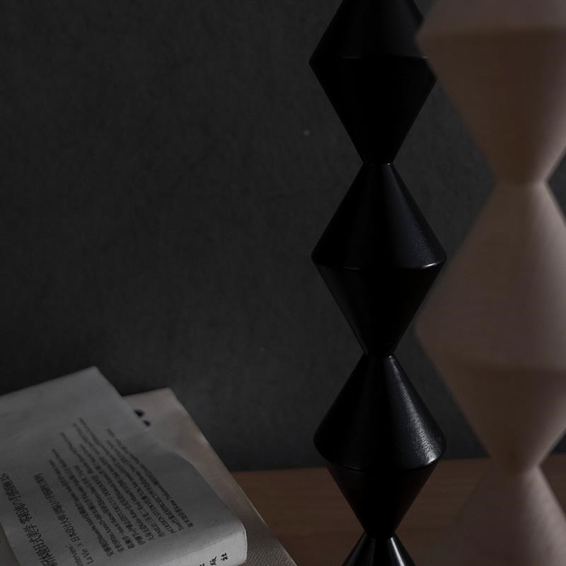 后弄无尽之柱摆件实木烛台 抽象几何榉木雕塑民宿装饰品拍照道具