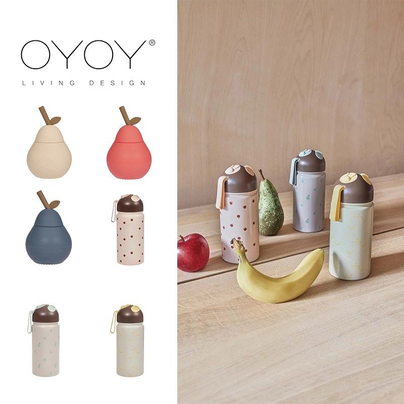 oyoy新款婴儿宝宝儿童小童卡通水果硅胶水N杯带盖保温杯吸管杯子