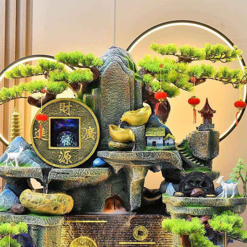 玻璃鱼缸造景假山流水摆件大缸循环水喷泉水系办公室内景观造景