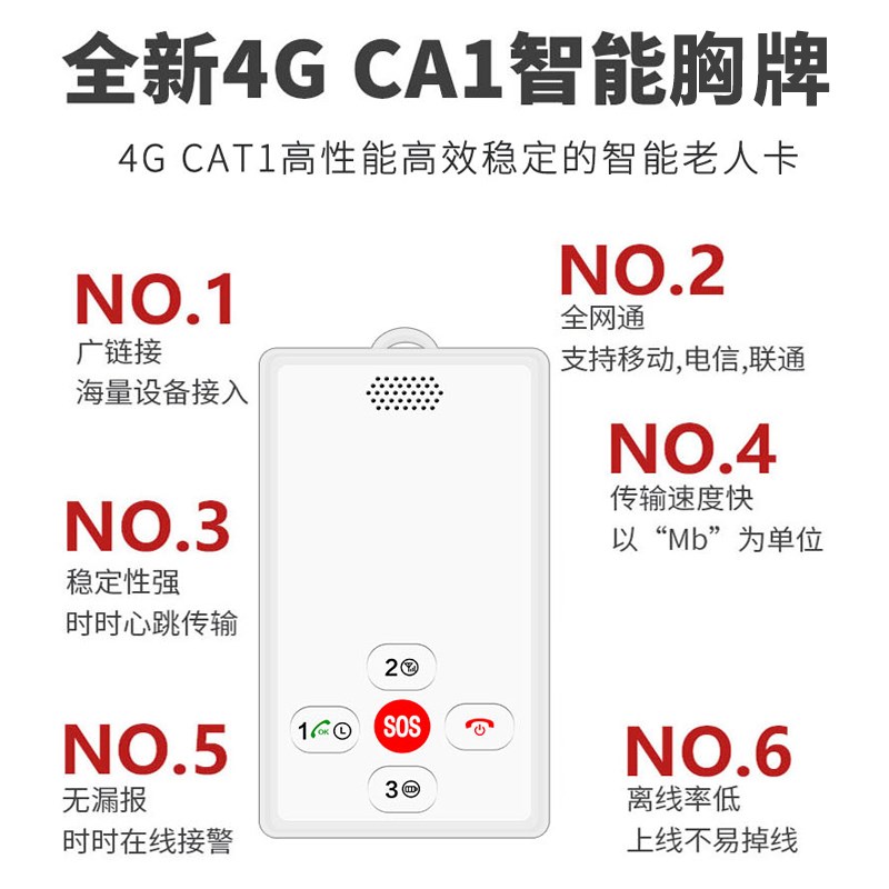 老人智能一键报警器 学生防走丢电话胸牌 插卡电话陌生号码拦截