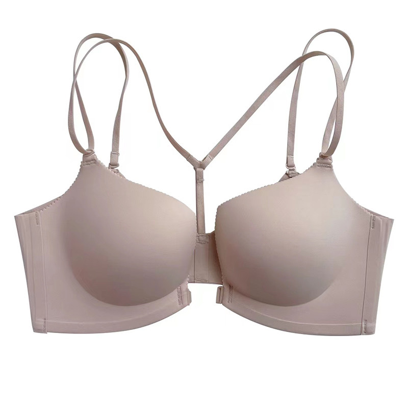 夏季薄款细带前扣美背小胸聚拢内衣无痕无钢圈Y型不空杯立挺文胸