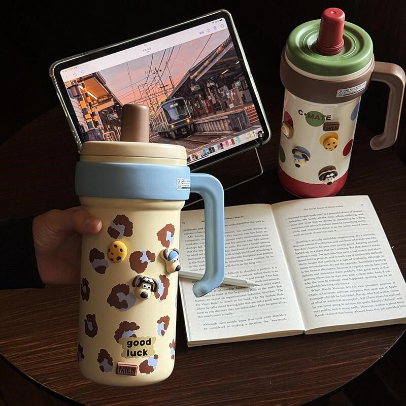 大容量高颜值316保温杯女生吸管杯便携冰霸杯男款茶水分离水杯子