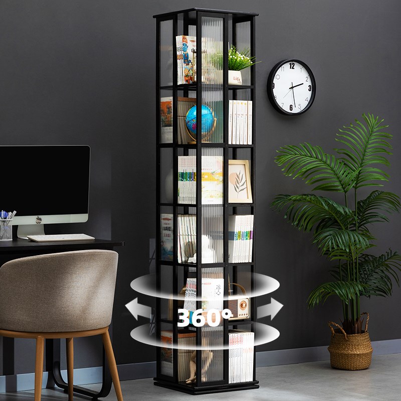 旋转书架落地置物架书柜子家用储物柜儿童客厅简易展示架立架实木