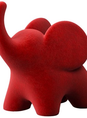 现代简约植绒大象小摆件高级感小众家居饰品玄关办公室桌面装饰品