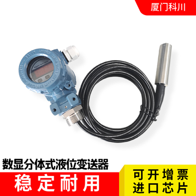 数显投入式液位变送器分体式液位计不锈钢水位传感器静压式4-20MA