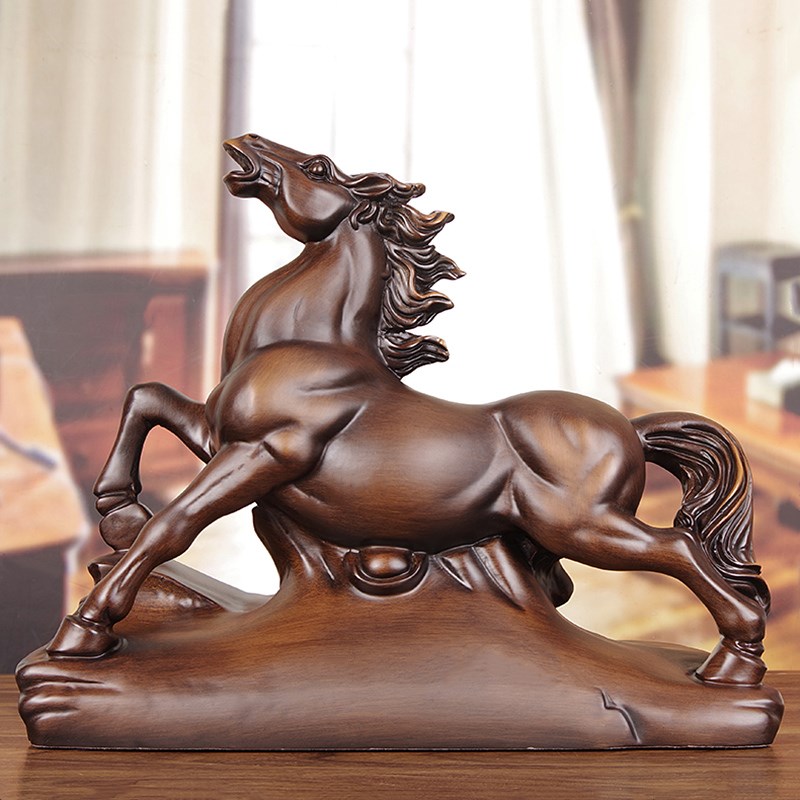 实木雕马到成功摆件大号招财马办公室桌面公司开业乔迁礼品工艺品