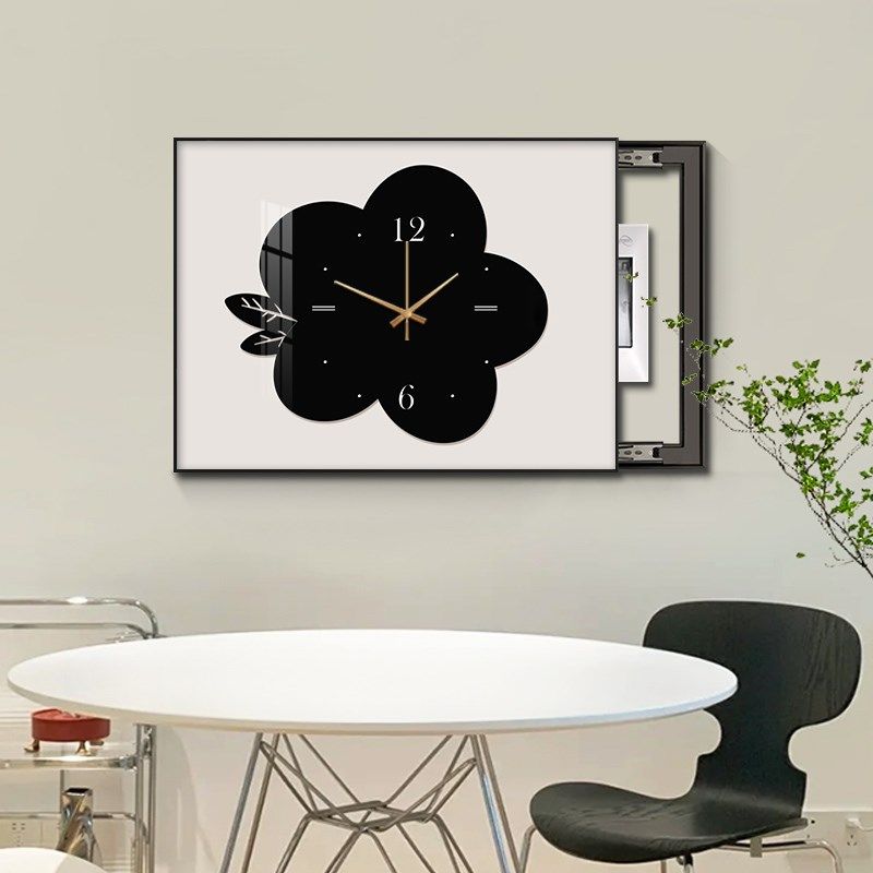 现代简约电表箱装饰画带钟表遮挡配电箱电闸盒挂画高级感餐厅挂钟,家居饰品,现代装饰画,淘宝优惠券,粉丝福利购,淘宝优惠卷