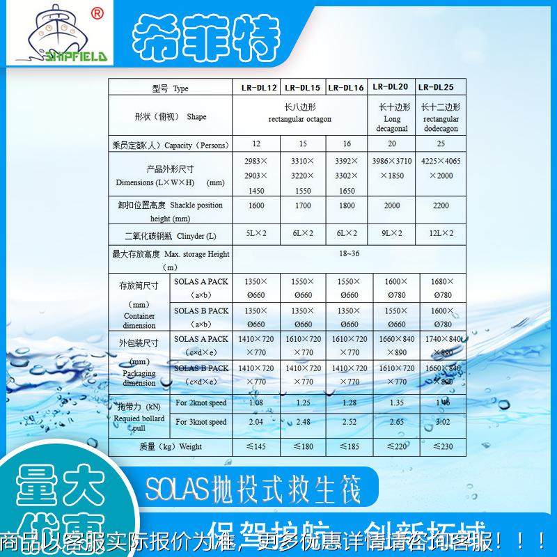 自扶正气胀生筏船用筏SLAS2认证1人20人25人3KHZD2人救37人充O气