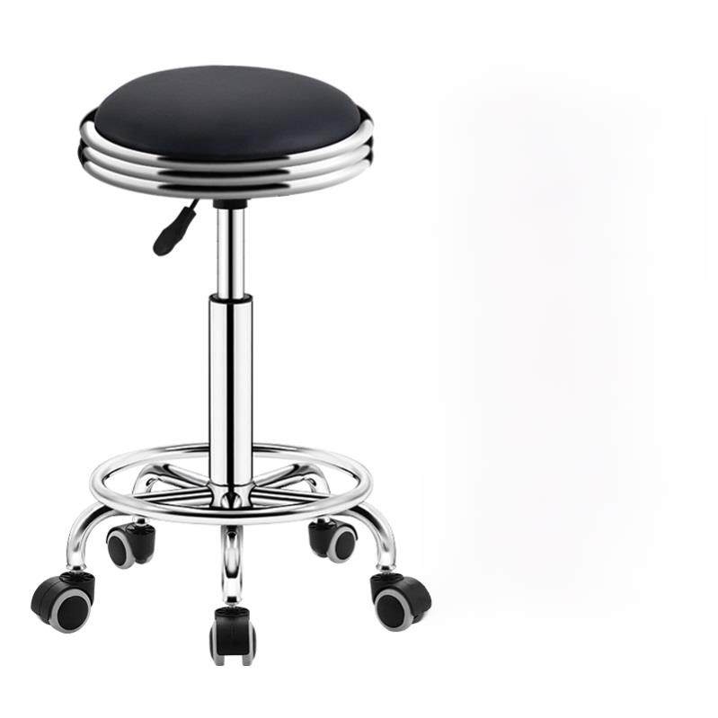 高脚带轮椅滑轮办公实验室高脚凳子美甲化妆舒适美发车间工作金属