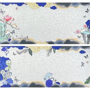 幼儿园环创毛毡青花瓷荷花墙贴国风新中式 饰背景墙 蝴蝶花朵主题装