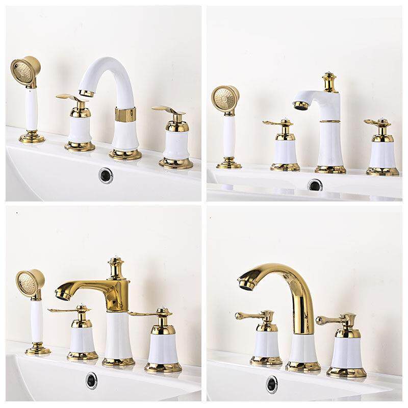 浴室柜水龙头洗脸洗手盆冷热立式三件套四件套面盆白色分体式配件